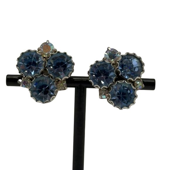 Fashion Crystal Cluster Clip-On Earrings - Picture 1 of 6